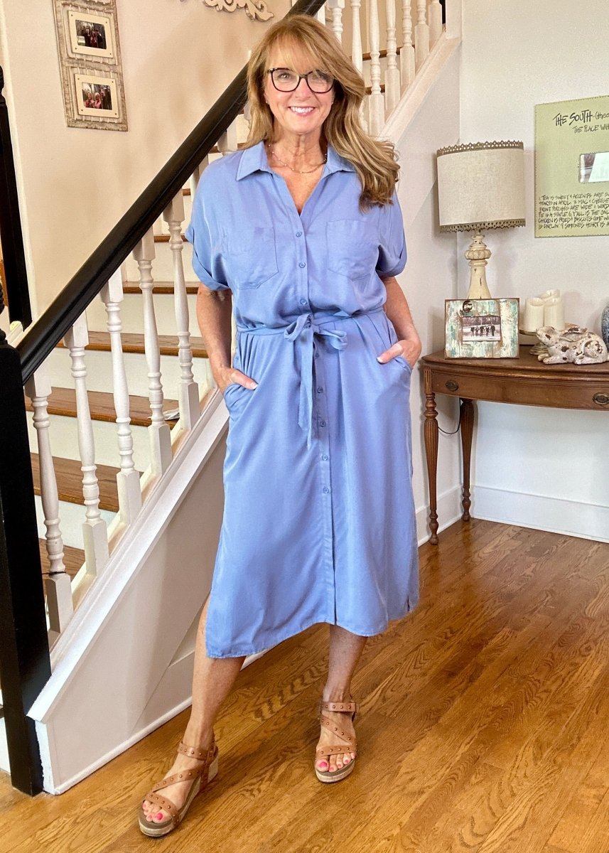 Denim Blue Button Down Midi Dress | Umgee - Casual Dress - Jimberly's Boutique - Olive Branch - Mississippi