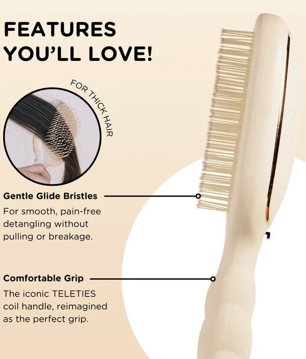 Detangler Hair Brush for Thick Hair - Full Size - Tan - Teleties Hair Brush - Jimberly's Boutique - Olive Branch - Mississippi