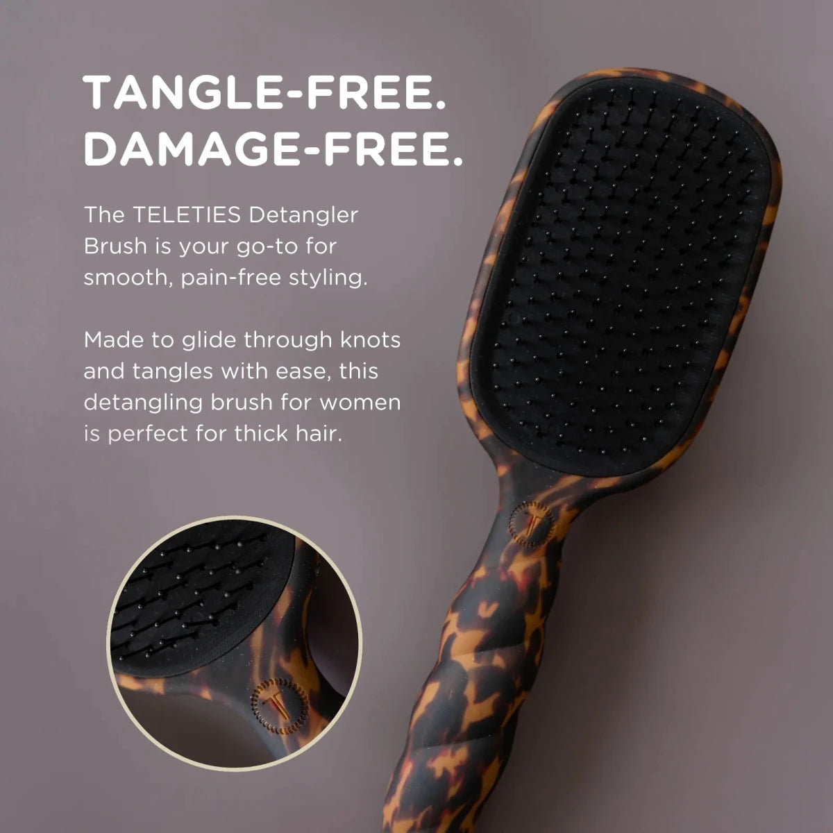 Detangler Hair Brush for Thick Hair - Full Size - Tortoise - Teleties Hair Brush - Jimberly's Boutique - Olive Branch - Mississippi
