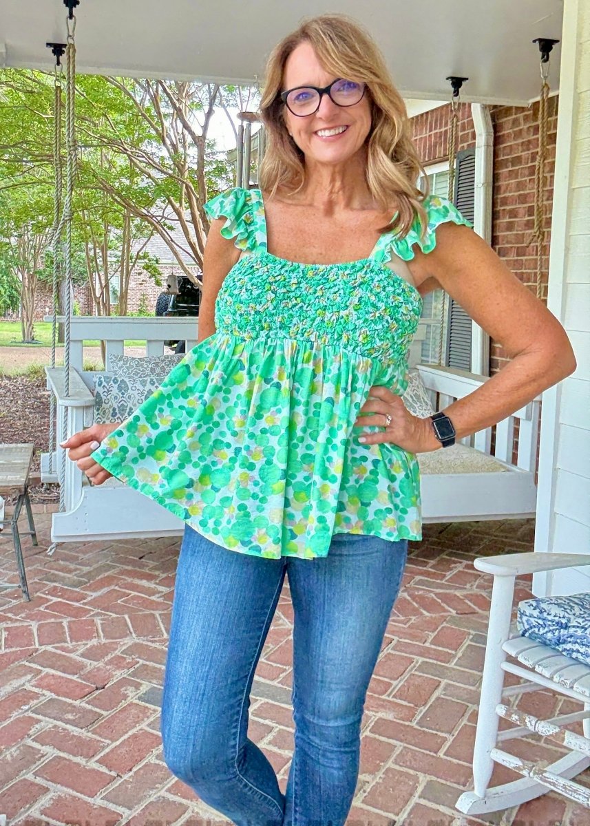 Dippin Dots Top - Green - Jimberly's Boutique - Olive Branch - Mississippi