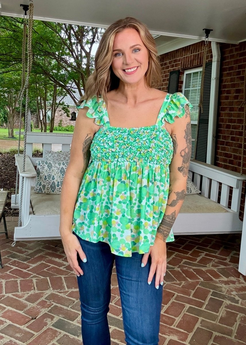 Dippin Dots Top - Green - Jimberly's Boutique - Olive Branch - Mississippi