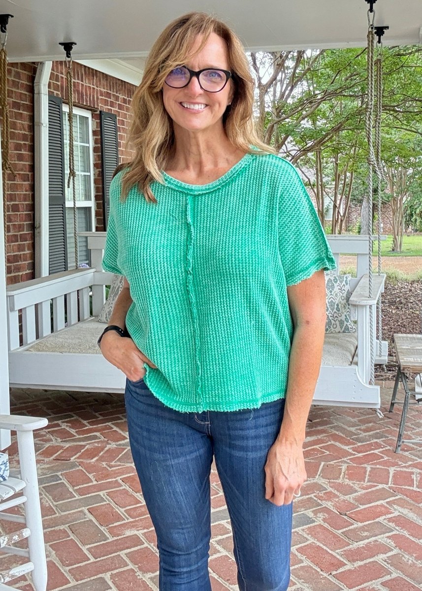 Dolman Washed Baby Waffle Top - Casual Top - Jimberly's Boutique - Olive Branch - Mississippi