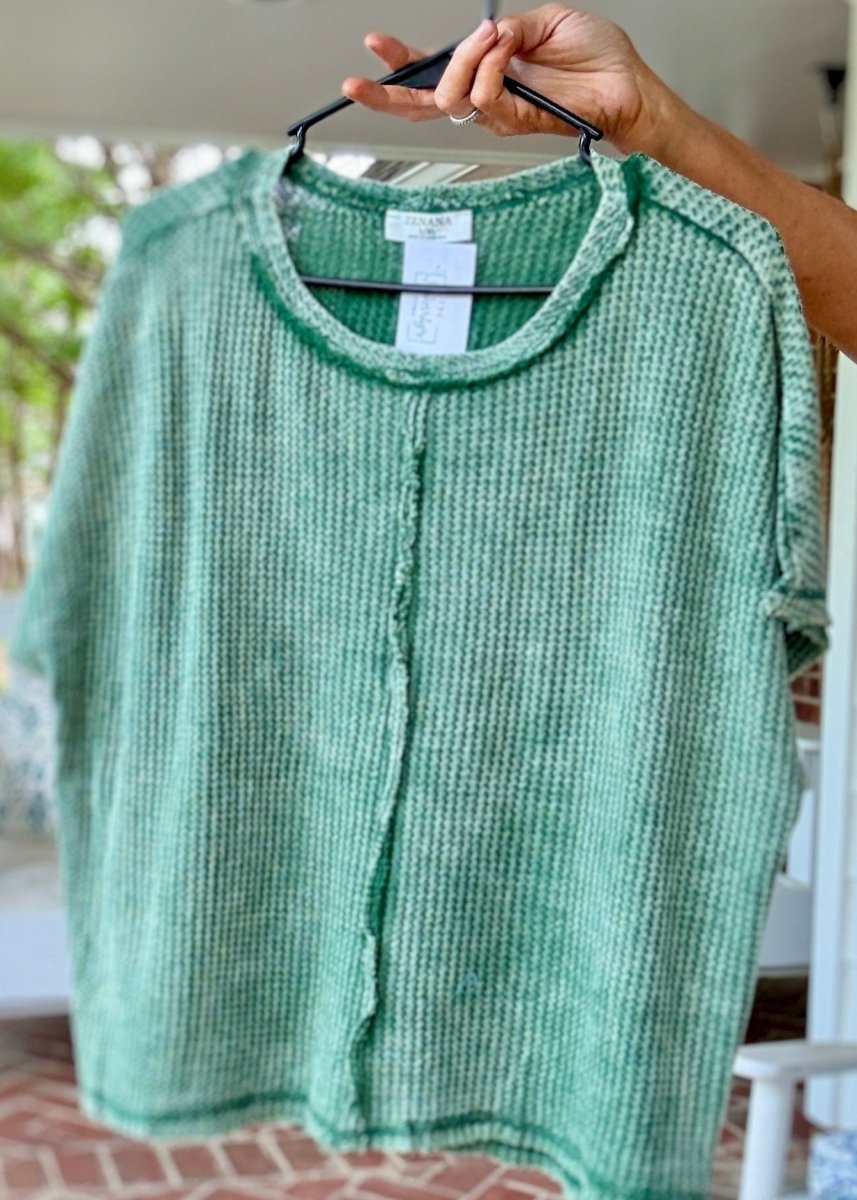 Dolman Washed Baby Waffle Top - Casual Top - Jimberly's Boutique - Olive Branch - Mississippi