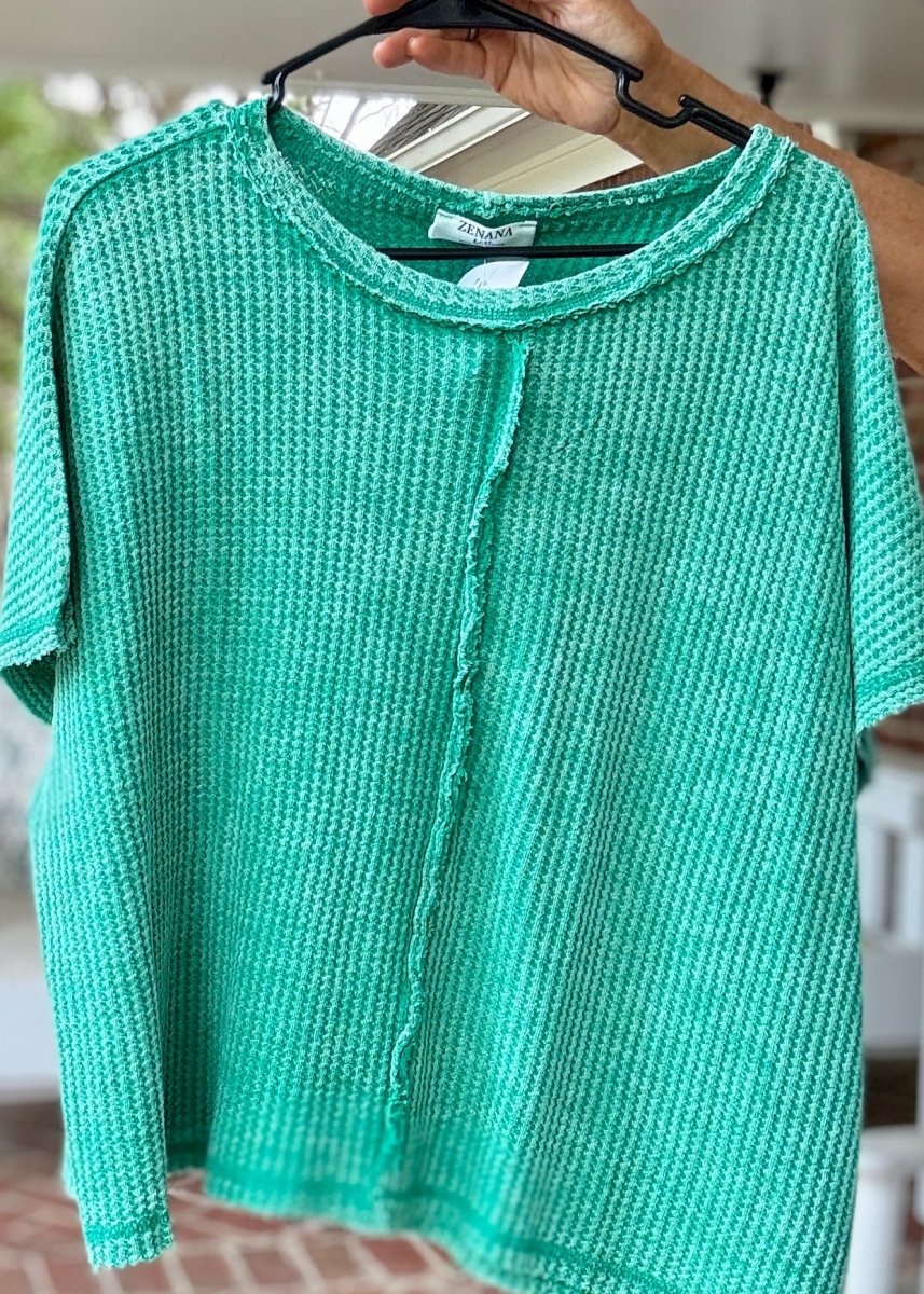 Dolman Washed Baby Waffle Top - Casual Top - Jimberly's Boutique - Olive Branch - Mississippi