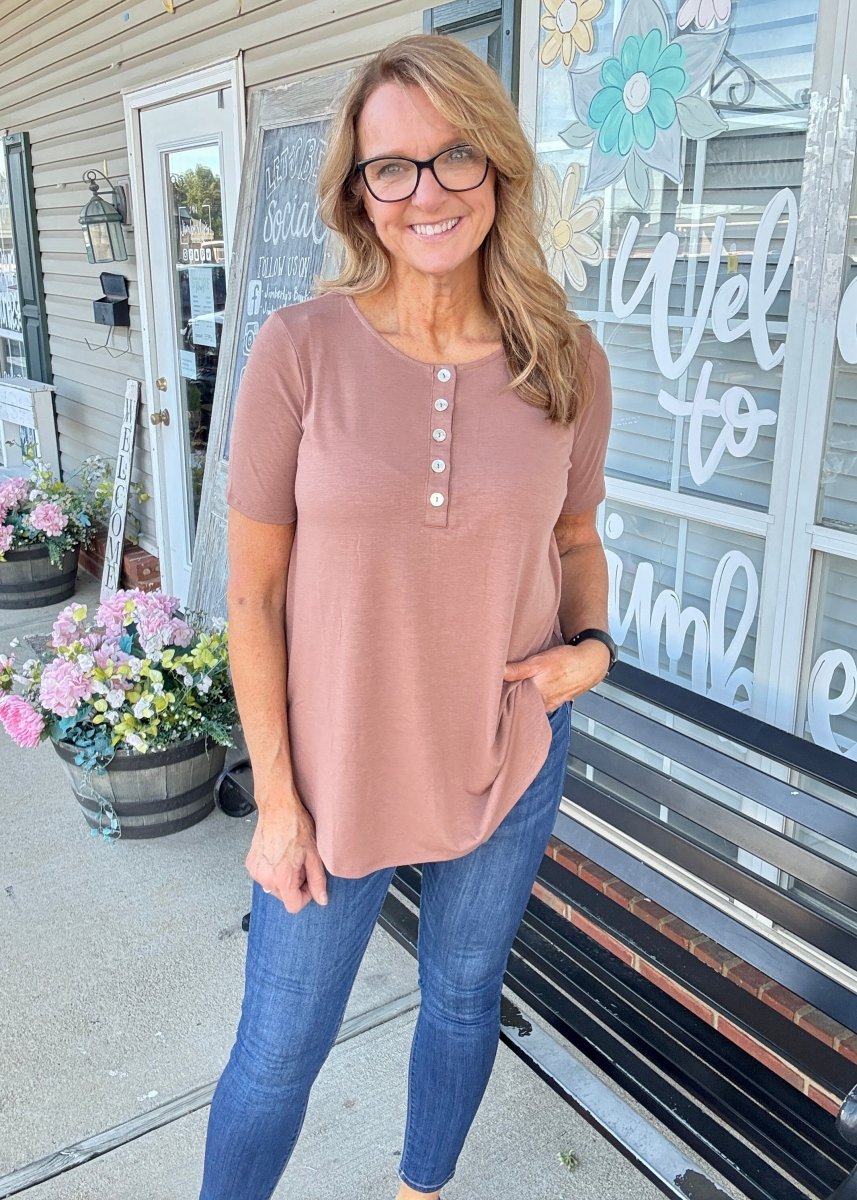 Dolphin Hem Top - Cocoa - Casual Top - Jimberly's Boutique - Olive Branch - Mississippi