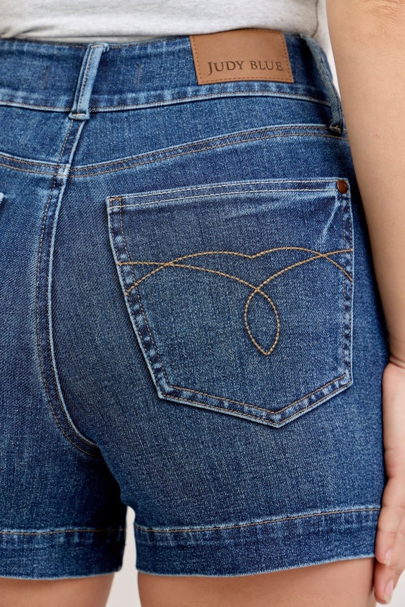 Double Button Tummy Control Denim Shorts | Judy Blue - Judy Blue Shorts - Jimberly's Boutique - Olive Branch - Mississippi