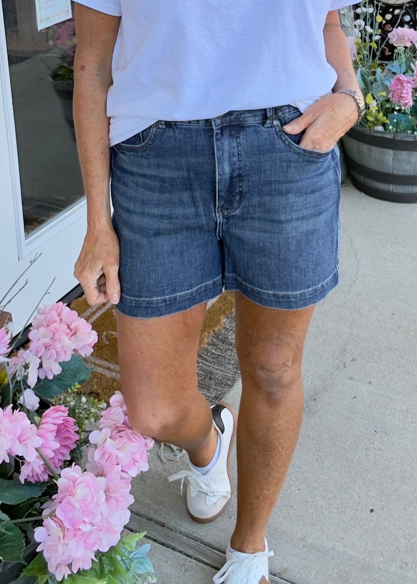 Double Button Tummy Control Denim Shorts | Judy Blue - Judy Blue Shorts - Jimberly's Boutique - Olive Branch - Mississippi