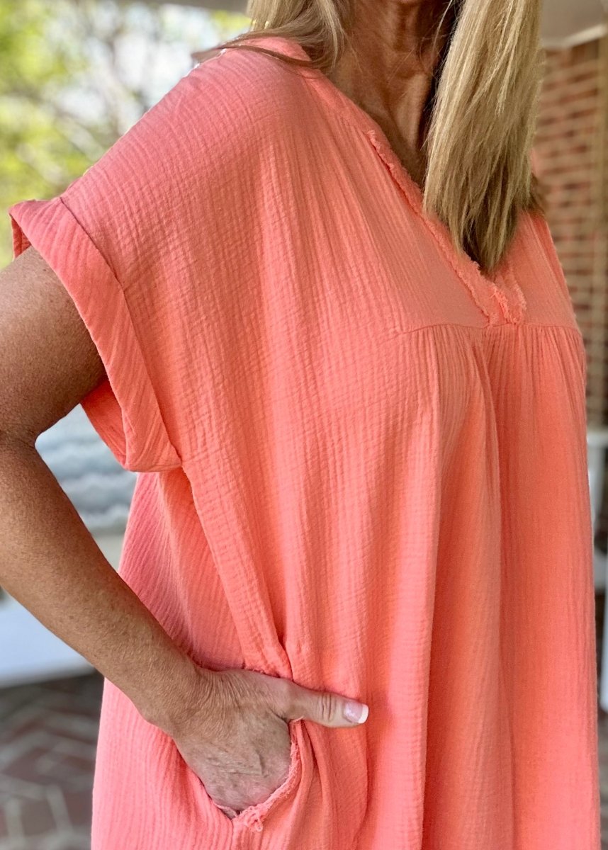 Dream A Little Dream Dress - Coral - Casual Dress -Jimberly's Boutique-Olive Branch-Mississippi