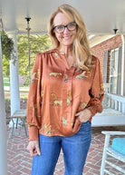 Easel Cheetah Print Satin Blouse - Shirts & Tops - Jimberly's Boutique - Olive Branch - Mississippi