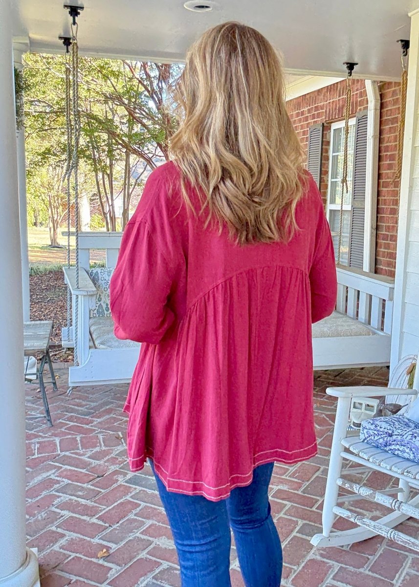 Easy Days Button Down - Cranberry | Umgee - Umgee Top - Jimberly's Boutique - Olive Branch - Mississippi