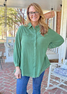 Easy Days Button Down - Green | Umgee - Umgee Top - Jimberly's Boutique - Olive Branch - Mississippi