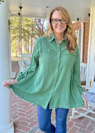 Easy Days Button Down - Green | Umgee - Umgee Top - Jimberly's Boutique - Olive Branch - Mississippi