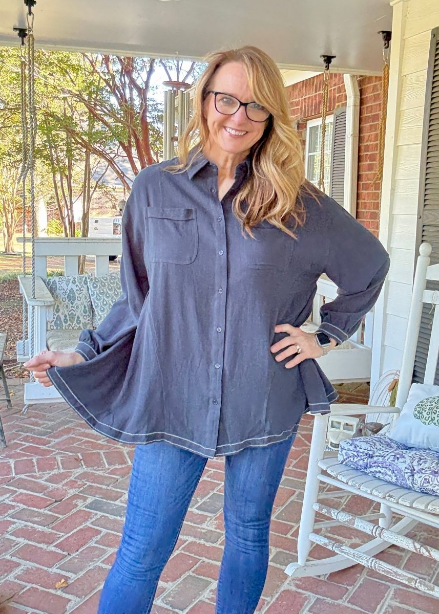 Easy Days Button Down - Navy | Umgee - Umgee Top - Jimberly's Boutique - Olive Branch - Mississippi