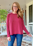 Easy Edge Top - Burgundy - Casual Top - Jimberly's Boutique - Olive Branch - Mississippi