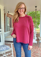 Easy Edge Top - Burgundy - Casual Top - Jimberly's Boutique - Olive Branch - Mississippi