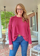 Easy Edge Top - Burgundy - Casual Top - Jimberly's Boutique - Olive Branch - Mississippi