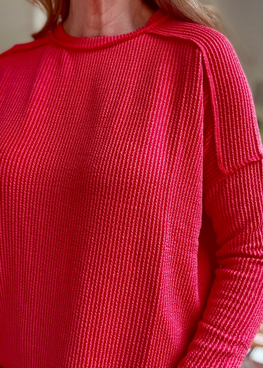 Easy Edge Top - Red - Casual Top - Jimberly's Boutique - Olive Branch - Mississippi