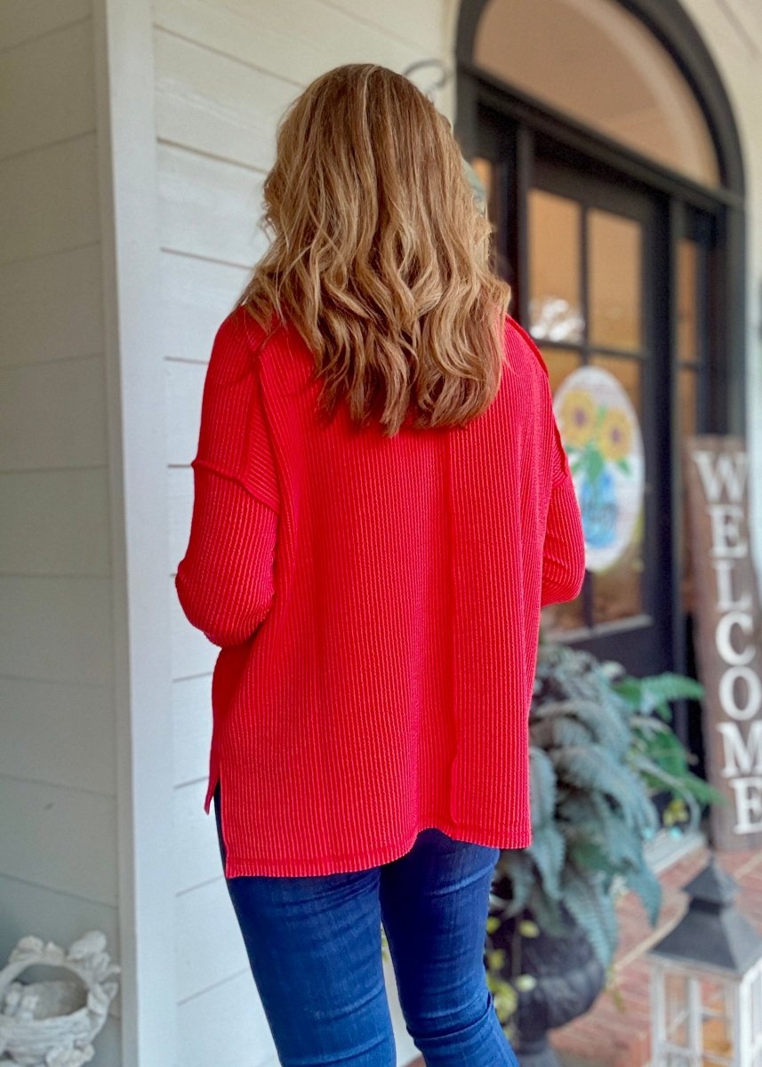 Easy Edge Top - Red - Casual Top - Jimberly's Boutique - Olive Branch - Mississippi