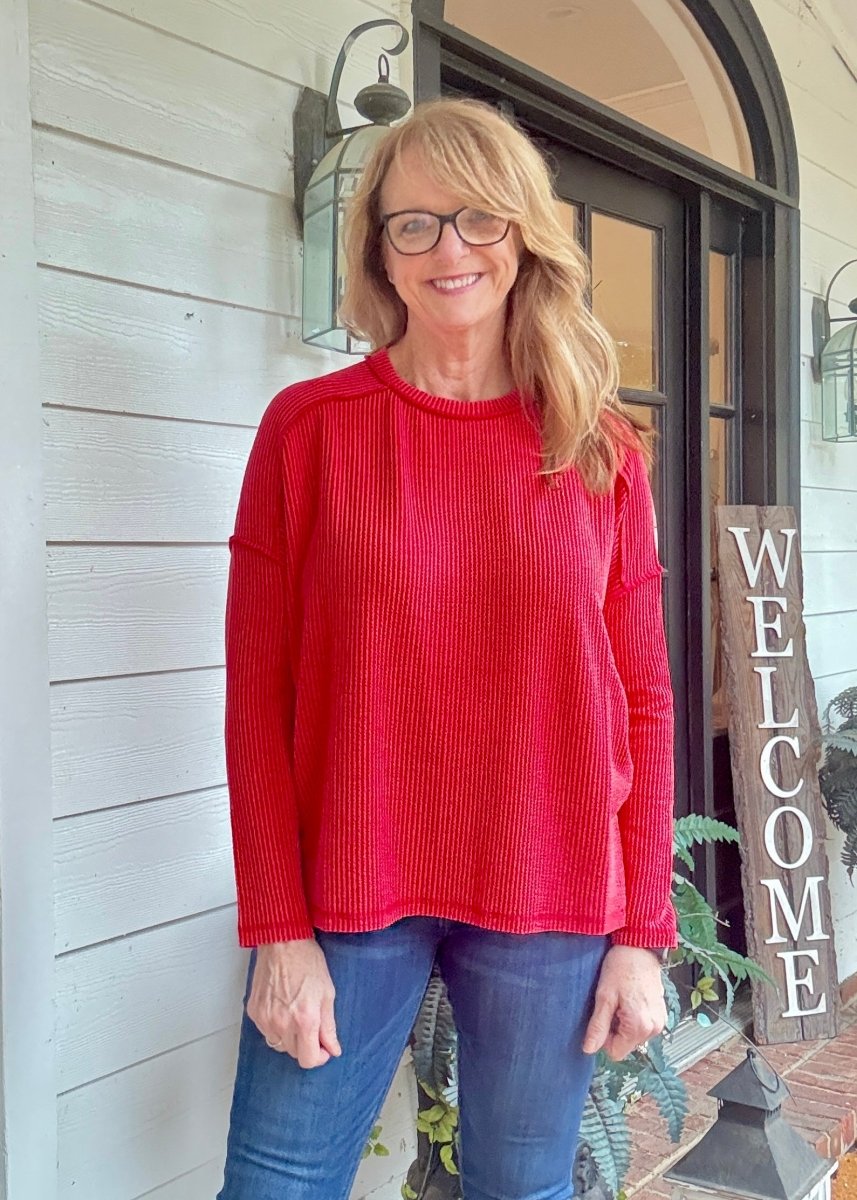 Easy Edge Top - Red - Casual Top - Jimberly's Boutique - Olive Branch - Mississippi