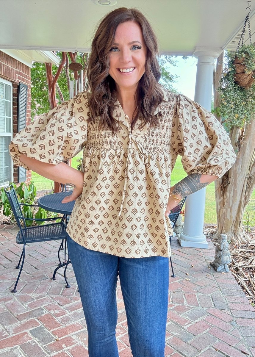 Ecru Planting Front Tie Top - Casual Top - Jimberly's Boutique - Olive Branch - Mississippi