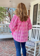 Embroidered 3/4 Sleeve Top - Pink - Umgee Top - Jimberly's Boutique - Olive Branch - Mississippi