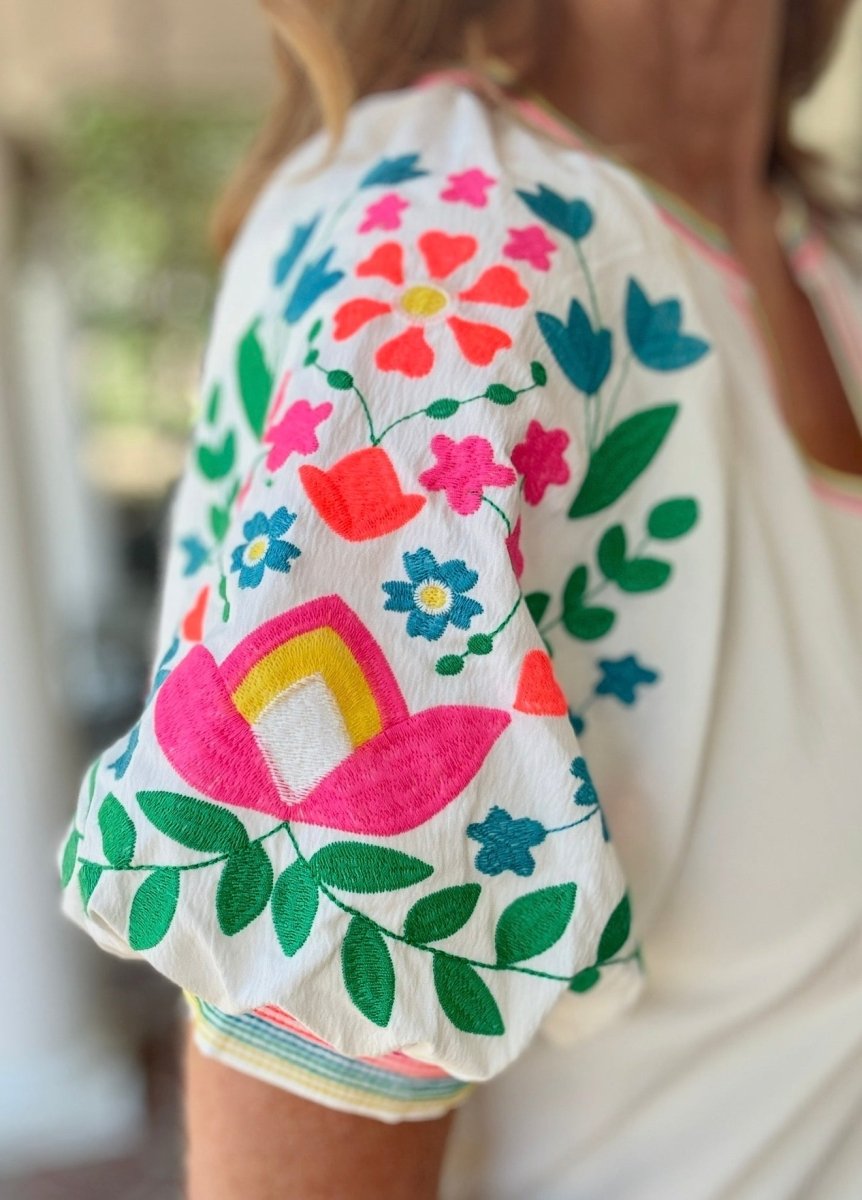Embroidered Jodifl Top - Off White - Jodifl Top - Jimberly's Boutique - Olive Branch - Mississippi
