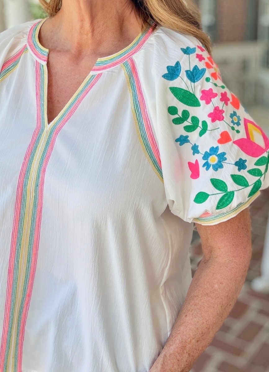 Embroidered Jodifl Top - Off White - Jodifl Top - Jimberly's Boutique - Olive Branch - Mississippi