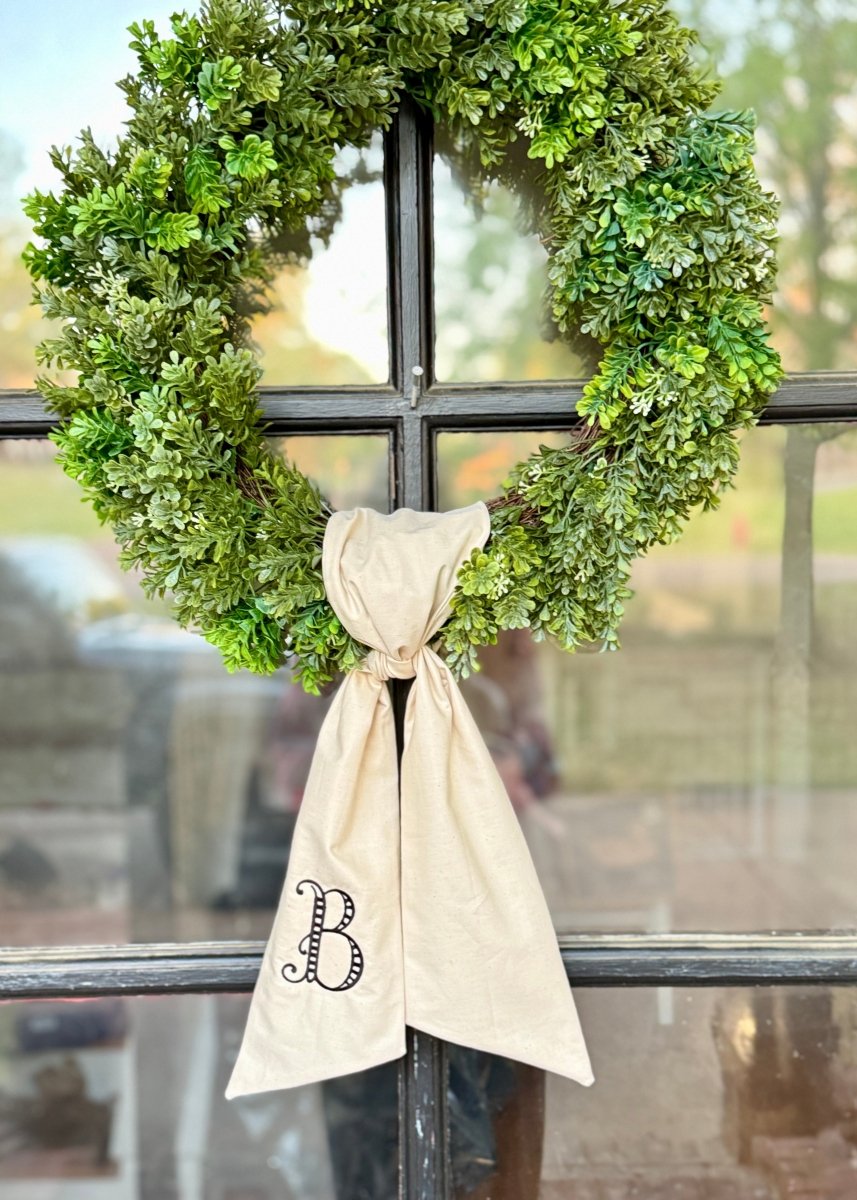Embroidered Wreath Sash with Initial - Wreath Sash - Jimberly's Boutique - Olive Branch - Mississippi