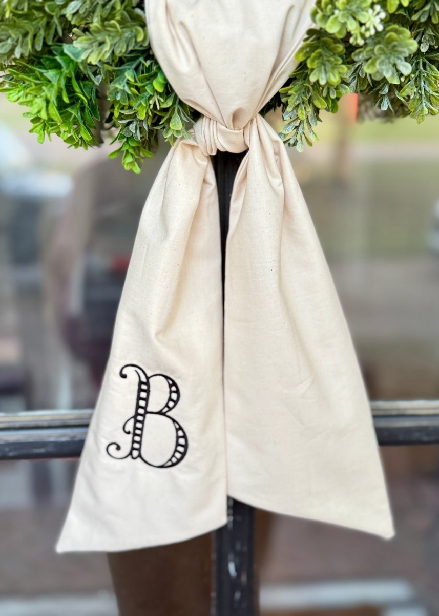 Embroidered Wreath Sash with Initial - Wreath Sash - Jimberly's Boutique - Olive Branch - Mississippi