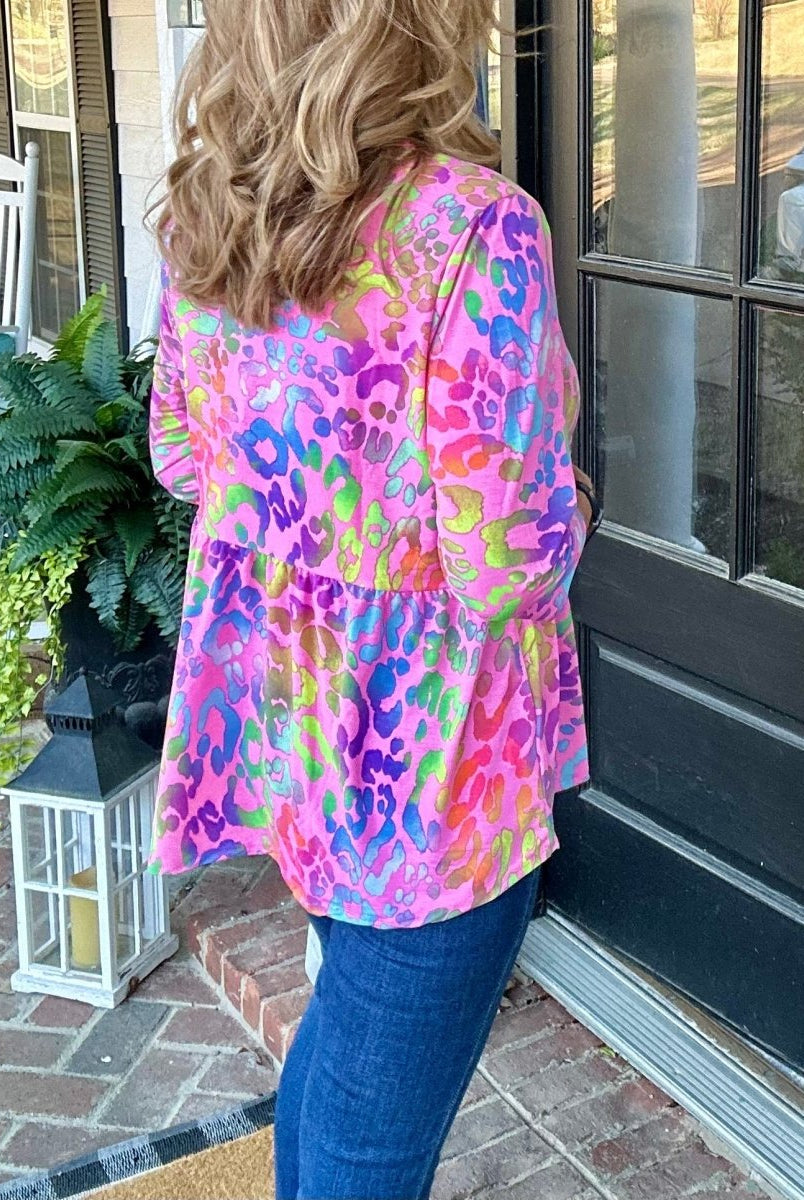 Empire 3/4 Sleeve Top Blush Cheetah | Dear Scarlett - -Jimberly's Boutique-Olive Branch-Mississippi