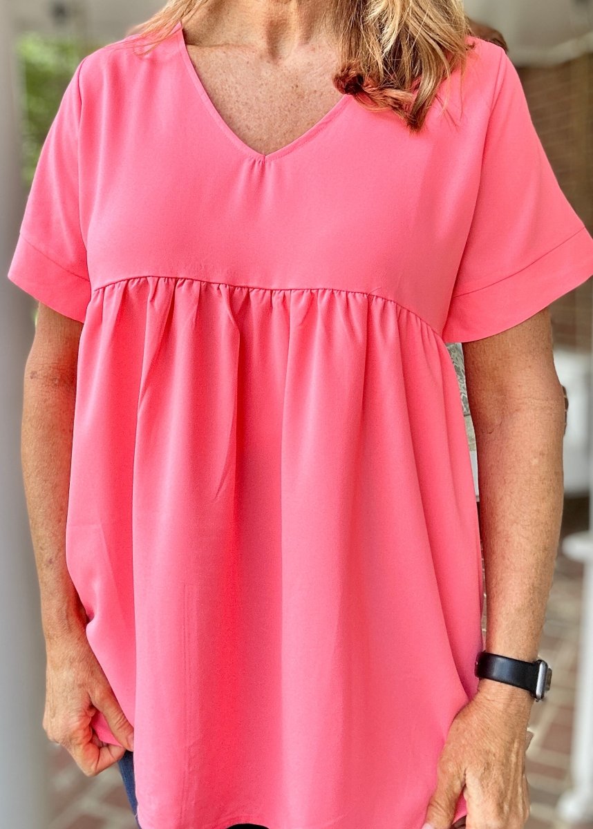Enchanted Empire Waist Top - Neon Coral Pink (Jimberly's Deal) - Casual Top - Jimberly's Boutique - Olive Branch - Mississippi