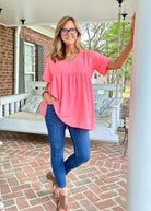 Enchanted Empire Waist Top - Neon Coral Pink (Jimberly's Deal) - Casual Top - Jimberly's Boutique - Olive Branch - Mississippi