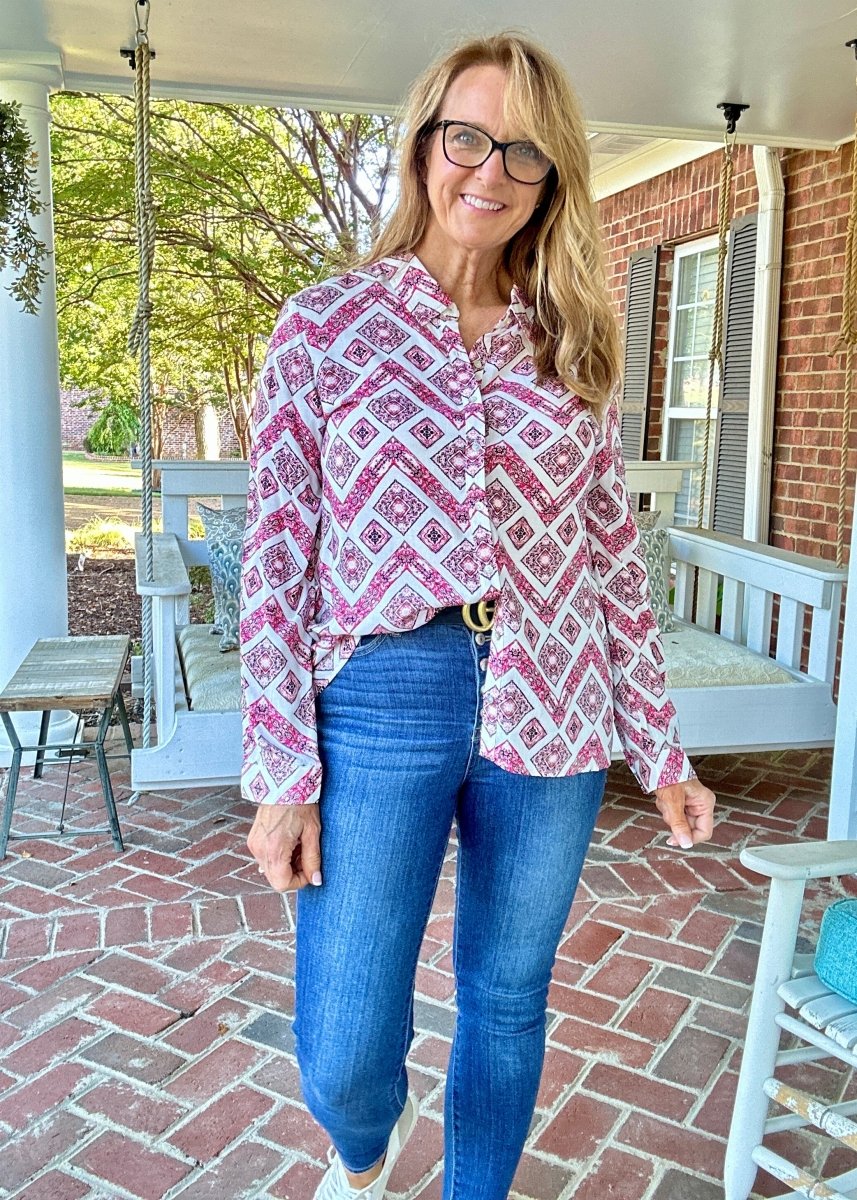 Entro | Smitten Top | Button Down - Button Down Top - Jimberly's Boutique - Olive Branch - Mississippi