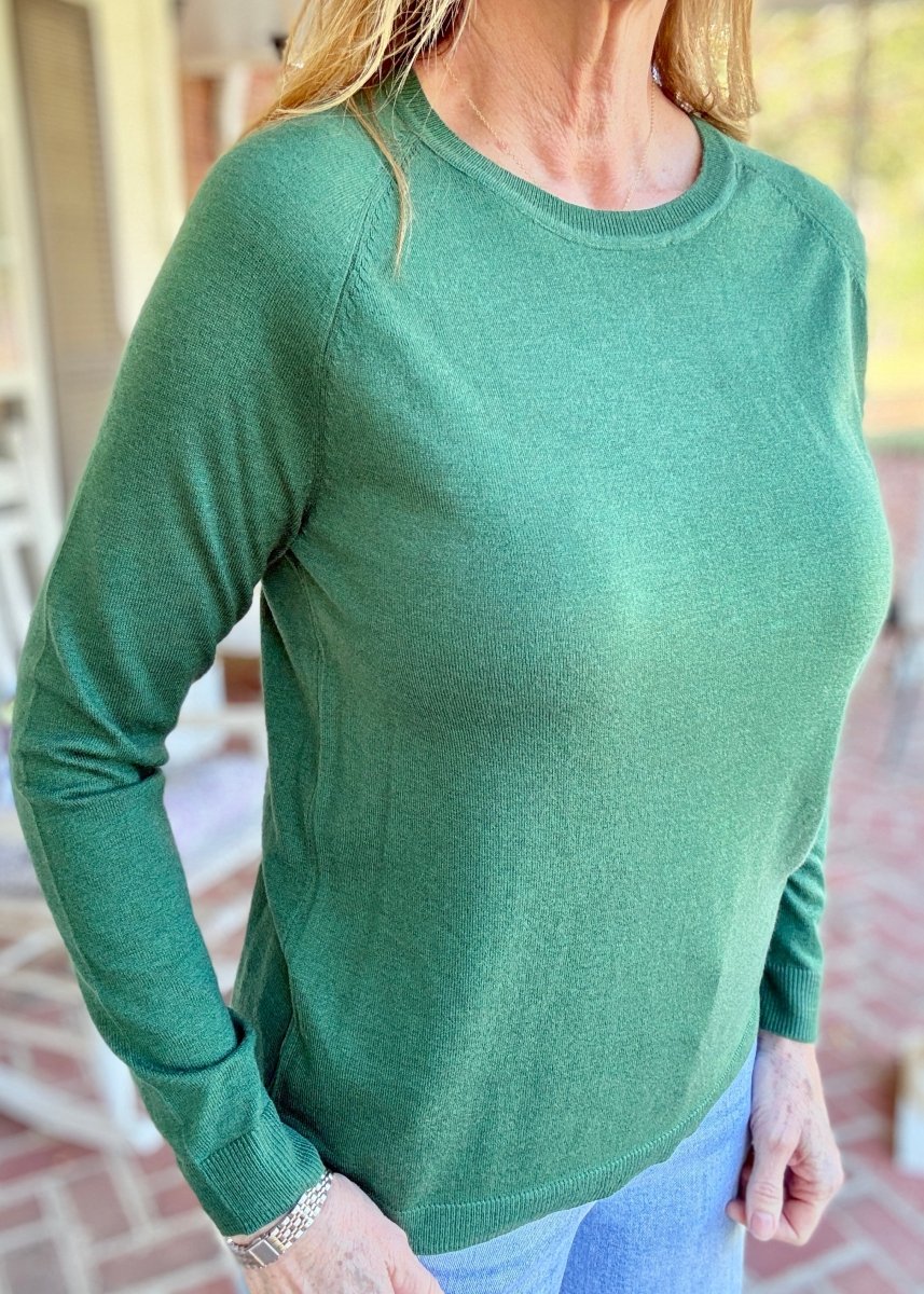 Everyday Classic Crew Neck Sweater - Army Green - Jimberly's Boutique-Olive Branch-Mississippi