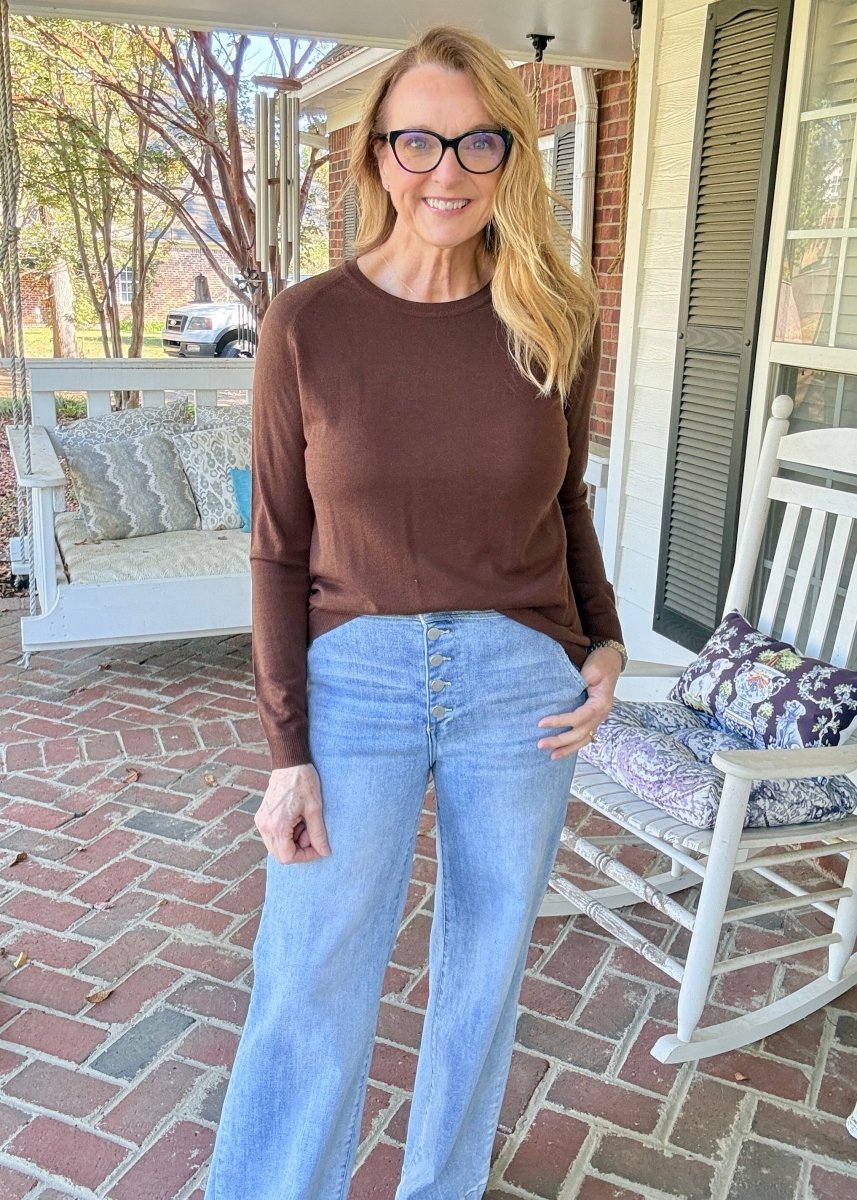 Everyday Classic Crew Neck Sweater - Brown - Jimberly's Boutique-Olive Branch-Mississippi