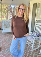 Everyday Classic Crew Neck Sweater - Brown - Jimberly's Boutique-Olive Branch-Mississippi