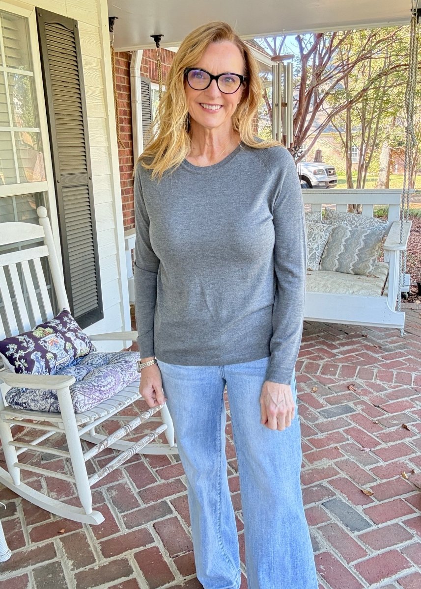 Everyday Classic Crew Neck Sweater - Charcoal - Jimberly's Boutique-Olive Branch-Mississippi