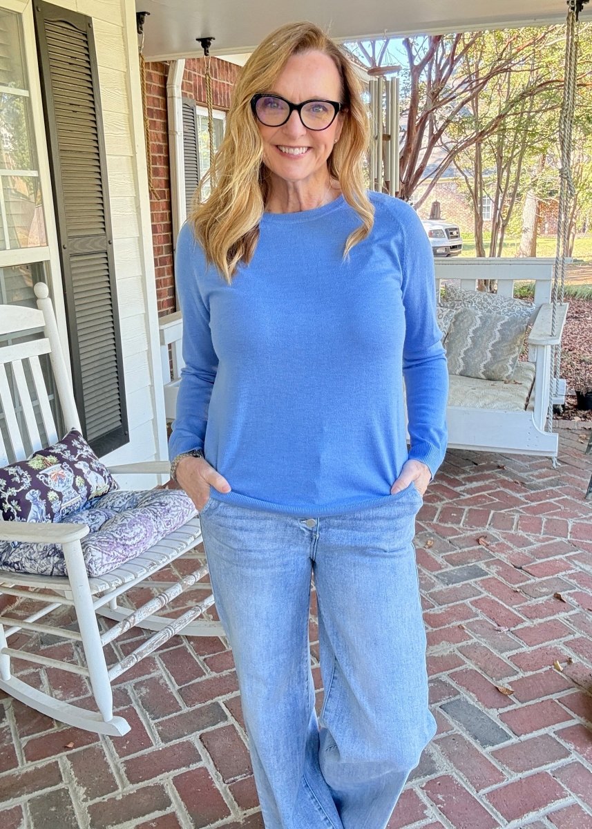 Everyday Classic Crew Neck Sweater - Cornflower - Jimberly's Boutique-Olive Branch-Mississippi