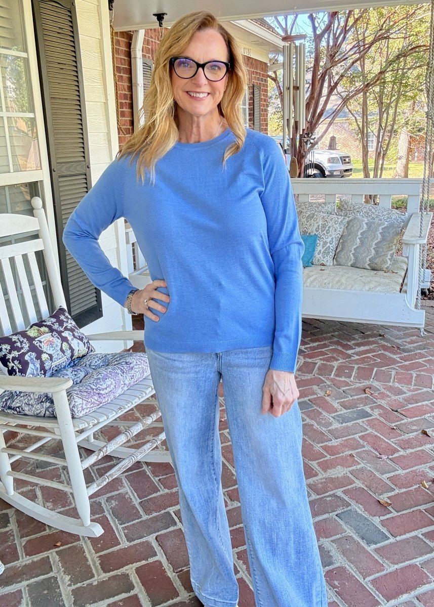 Everyday Classic Crew Neck Sweater - Cornflower - Jimberly's Boutique-Olive Branch-Mississippi