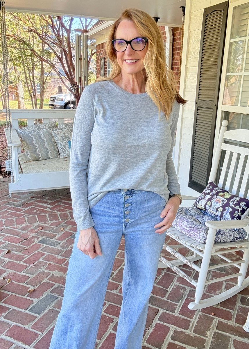 Everyday Classic Crew Neck Sweater - Heather Grey - Jimberly's Boutique-Olive Branch-Mississippi