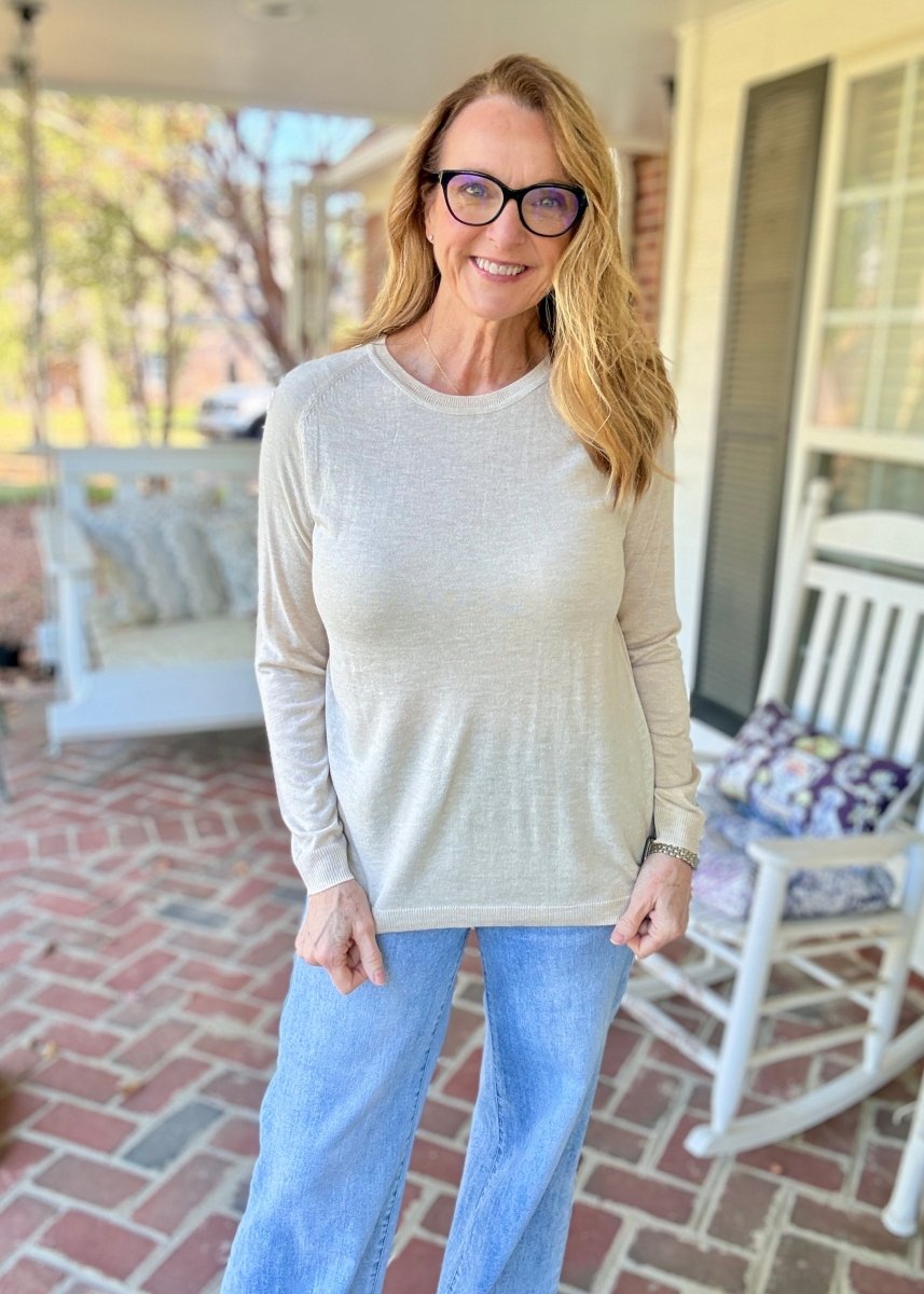 Everyday Classic Crew Neck Sweater - Sand Beige - Jimberly's Boutique-Olive Branch-Mississippi