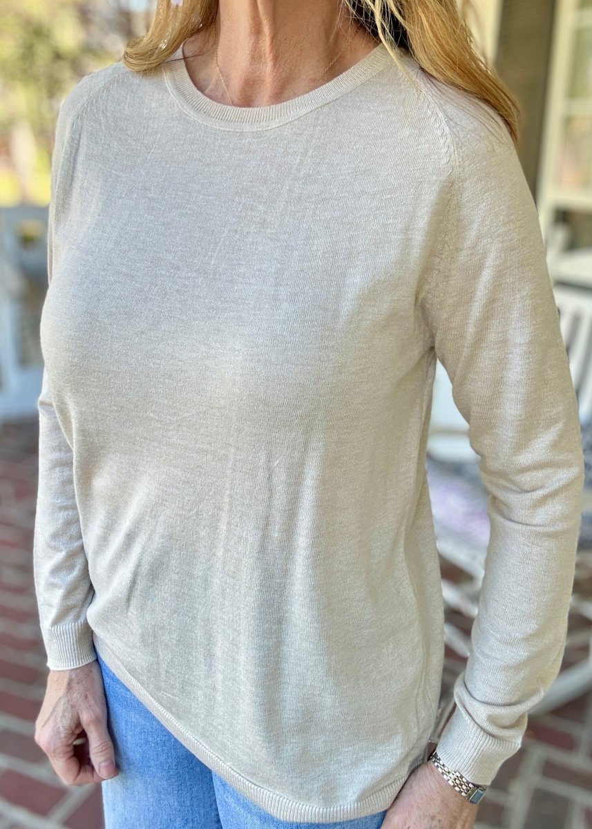 Everyday Classic Crew Neck Sweater - Sand Beige - Jimberly's Boutique-Olive Branch-Mississippi