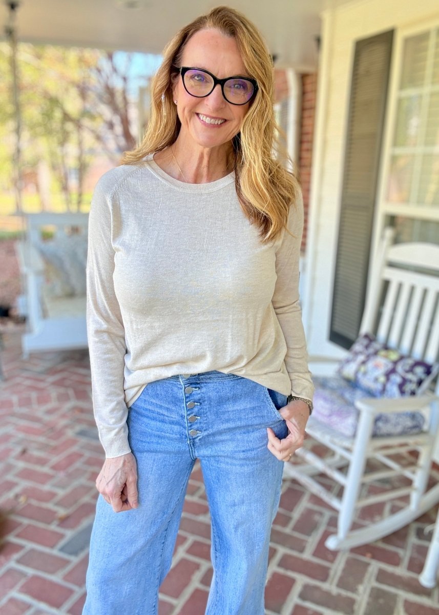 Everyday Classic Crew Neck Sweater - Sand Beige - Jimberly's Boutique-Olive Branch-Mississippi