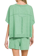Exposed Seam Boxy Shorts Set - Heather Kelly Green - short set - Jimberly's Boutique - Olive Branch - Mississippi
