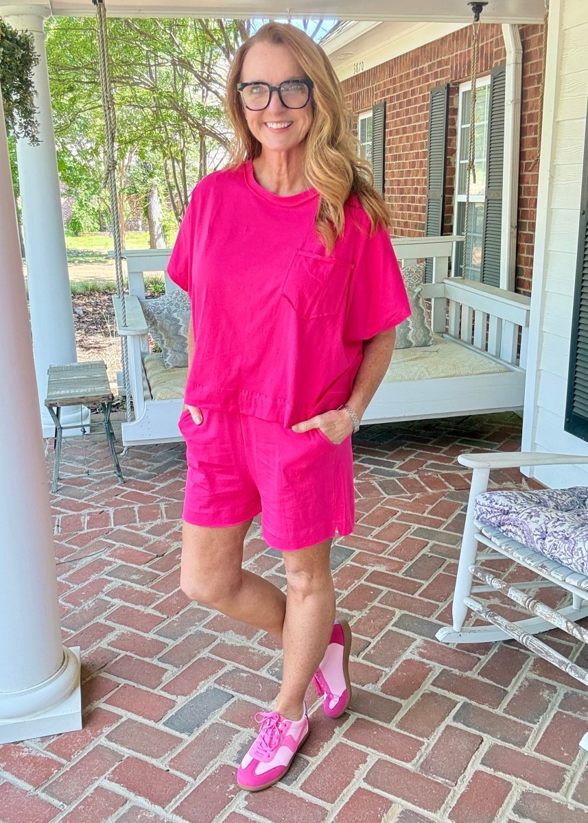 Exposed Seam Boxy Shorts Set - Hot Pink - short set - Jimberly's Boutique - Olive Branch - Mississippi