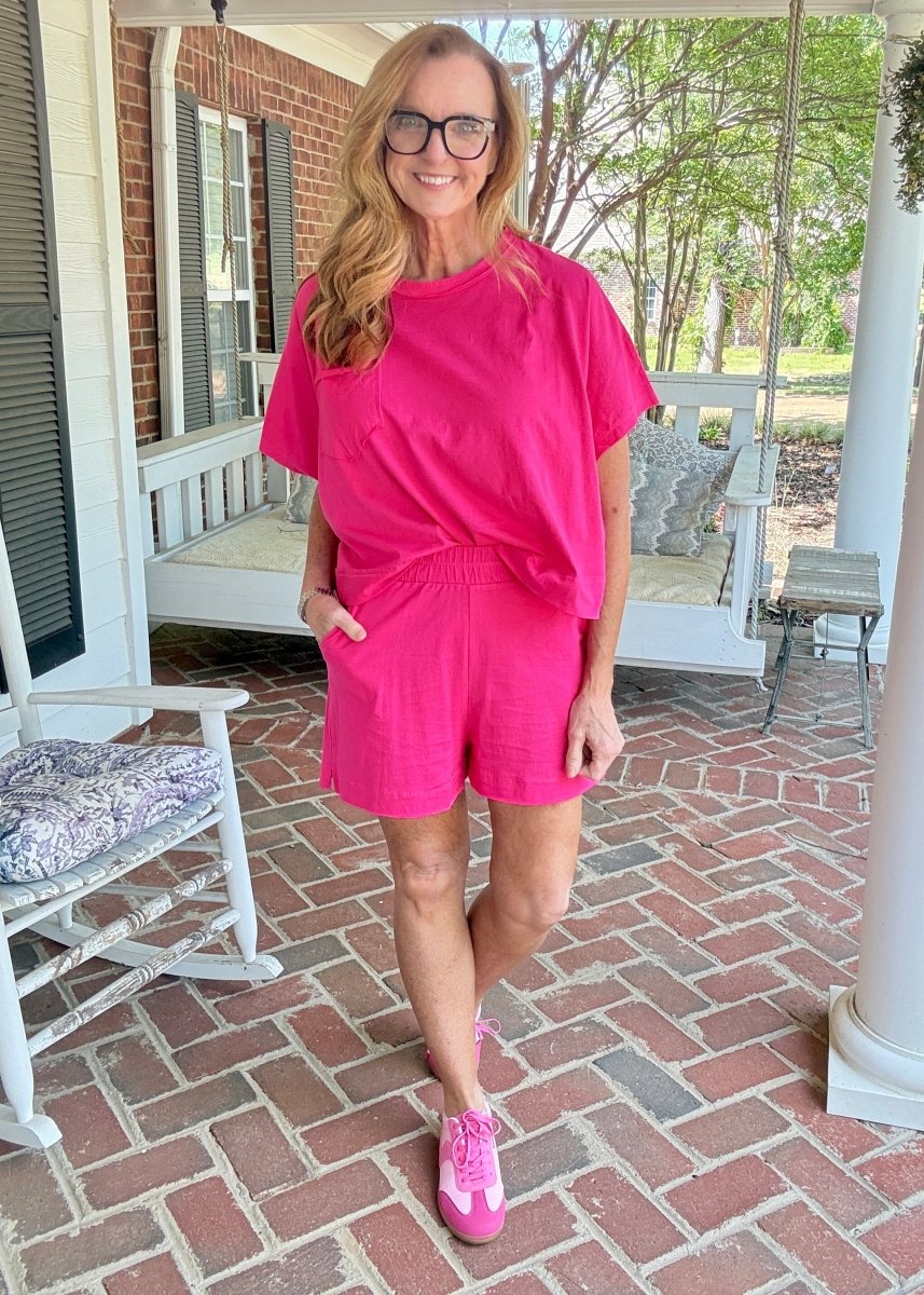Exposed Seam Boxy Shorts Set - Hot Pink - short set - Jimberly's Boutique - Olive Branch - Mississippi