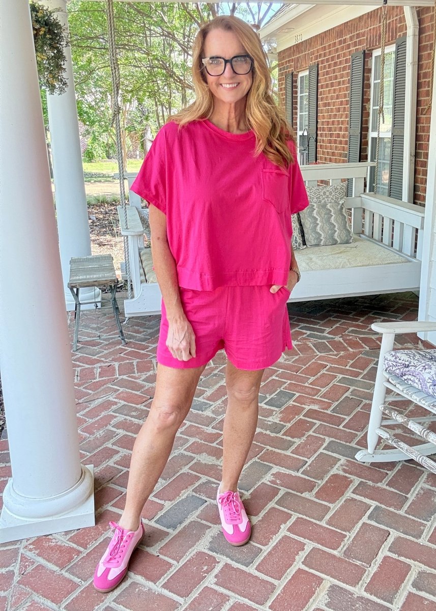 Exposed Seam Boxy Shorts Set - Hot Pink - short set - Jimberly's Boutique - Olive Branch - Mississippi