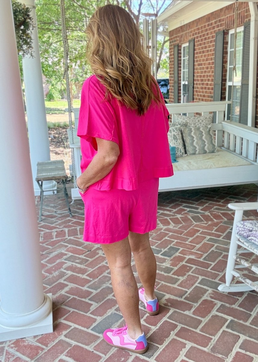 Exposed Seam Boxy Shorts Set - Hot Pink - short set - Jimberly's Boutique - Olive Branch - Mississippi