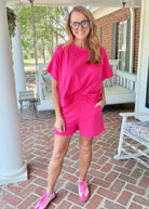 Exposed Seam Boxy Shorts Set - Hot Pink - short set - Jimberly's Boutique - Olive Branch - Mississippi