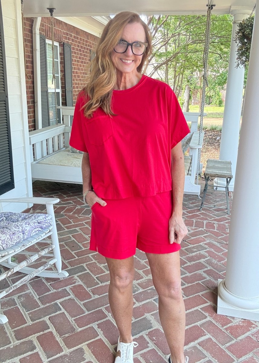 Exposed Seam Boxy Shorts Set - Red - short set - Jimberly's Boutique - Olive Branch - Mississippi